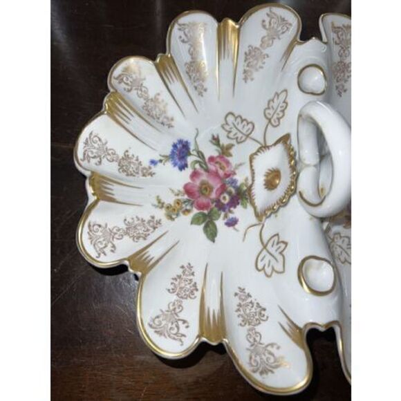 Gerold-Porzellan Bavaria Decorative Split Serving Dish Bowl Handle West Germany - Picture 4 of 9